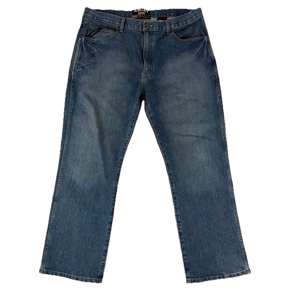Ariat M4 Jeans Mens 40x30 Blue‎ Rebar Low Rise Boot Cut Workwear Denim Loop Lock